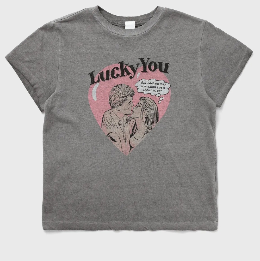 Re/Done Lucky You Classic Tee/Grey Haze - Picture 5 of 7